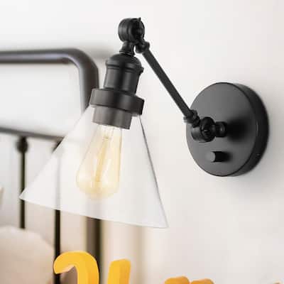 Cowie 8" Iron/Glass Adjustable LED Wall Sconce, Oil Rubbed Bronze by JONATHAN Y