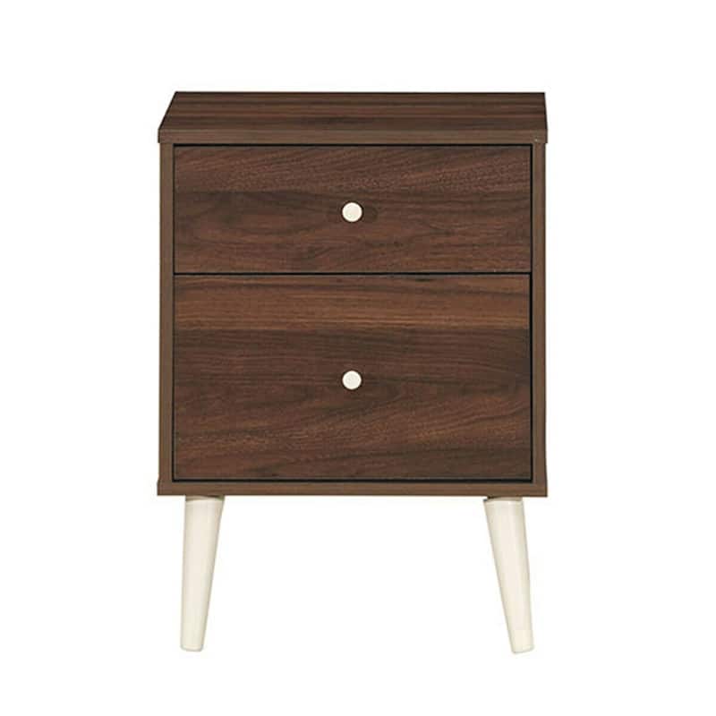 2-Drawer Nightstand Beside End Side Table with Rubber Legs - Coffee - 18" x 16" x 24.5" (L x W x H)