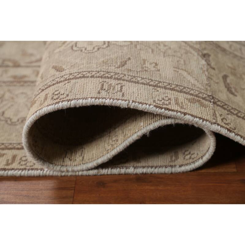 Hand Knotted Oriental 100% Wool Carpet Traditional Medallion Beige & Ivories Tabriz Area Rug - 9' 4'' X 6' 3''