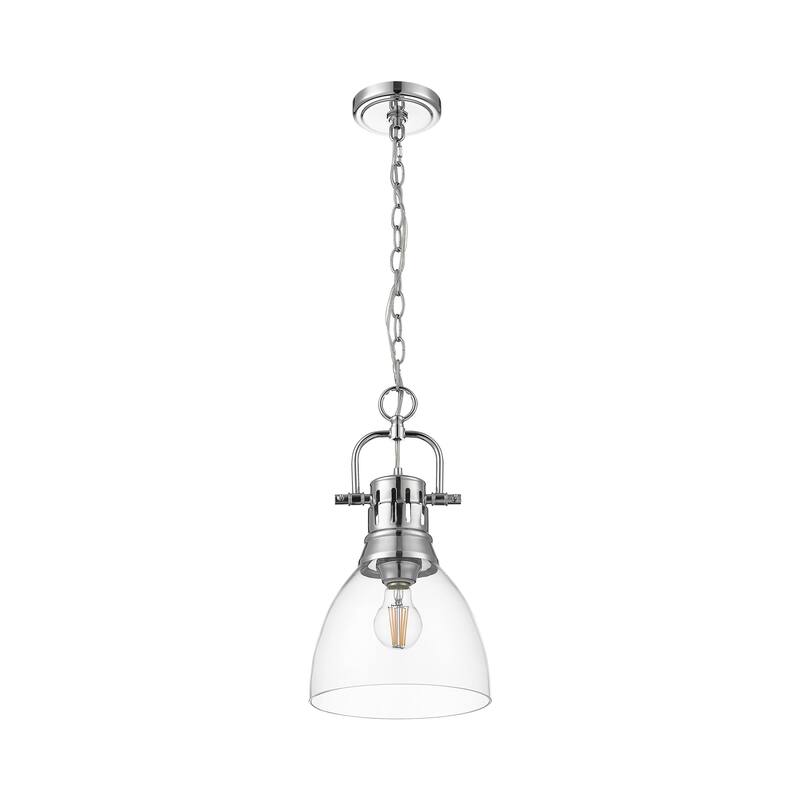Yep by Golden Lighting Duncan 1-light 9in chain hung Pendant in Chrome and Clear Glass