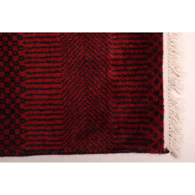 ECARPETGALLERY Hand-knotted Finest Silk Shadow Dark Red Wool Rug - 6'2 x 9'1