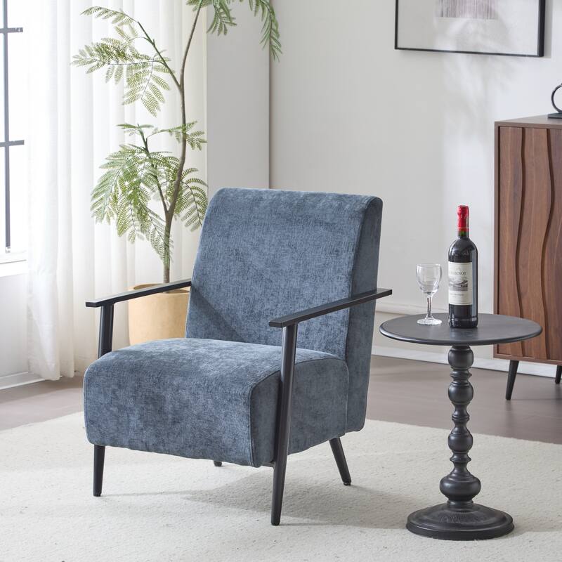 Roomfitters 26.38" Modern Lounge Chair with Polyester Upholstery and Sturdy Metal Frame, Living Room or Office - Blue Gray