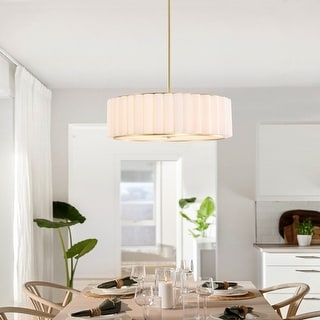 GetLedel 24" 5-Light Modern Pleated Drum Chandelier