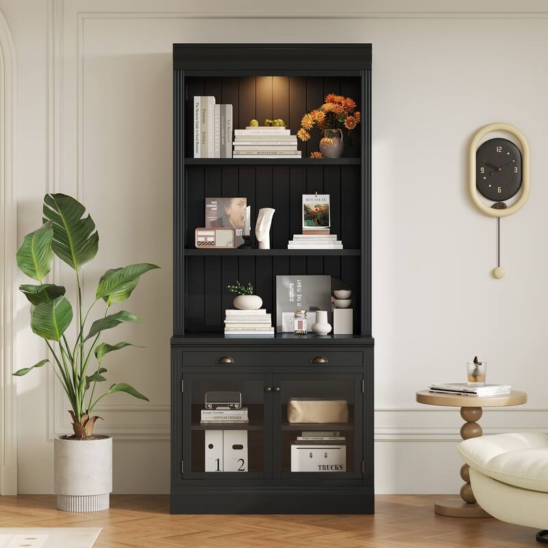 83.4"Tall Bookshelf with LED Lighting