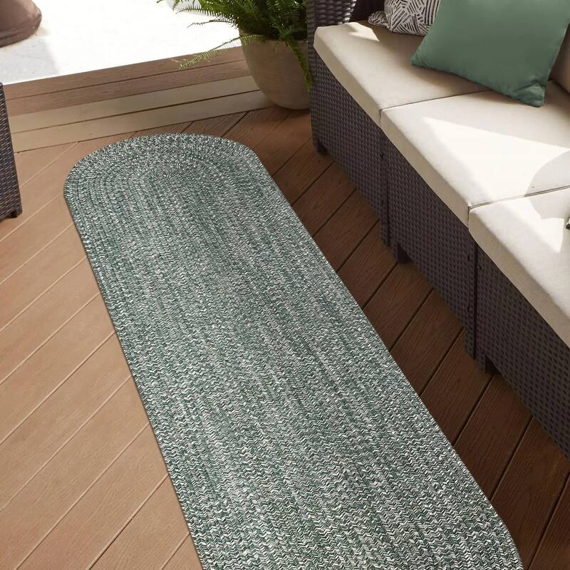 Superior Modern Rustic Bohemian Reversible Multi-Tone Braided Indoor Outdoor Area Rug
