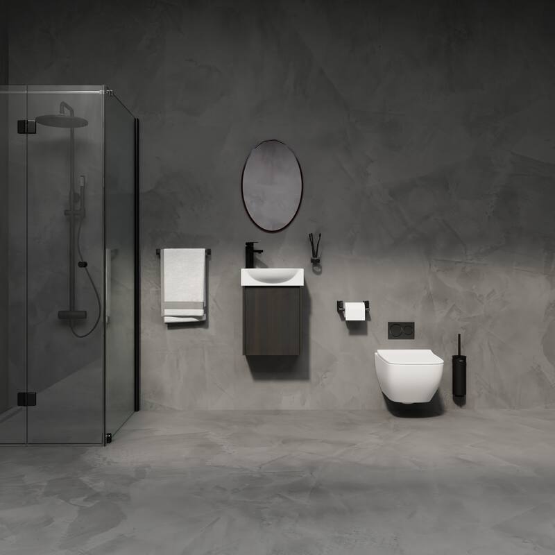 16" Bathroom Vanity Sink Combo with Ceramic Sink, Oak Cabinet for Small Bathrooms and Powder Rooms