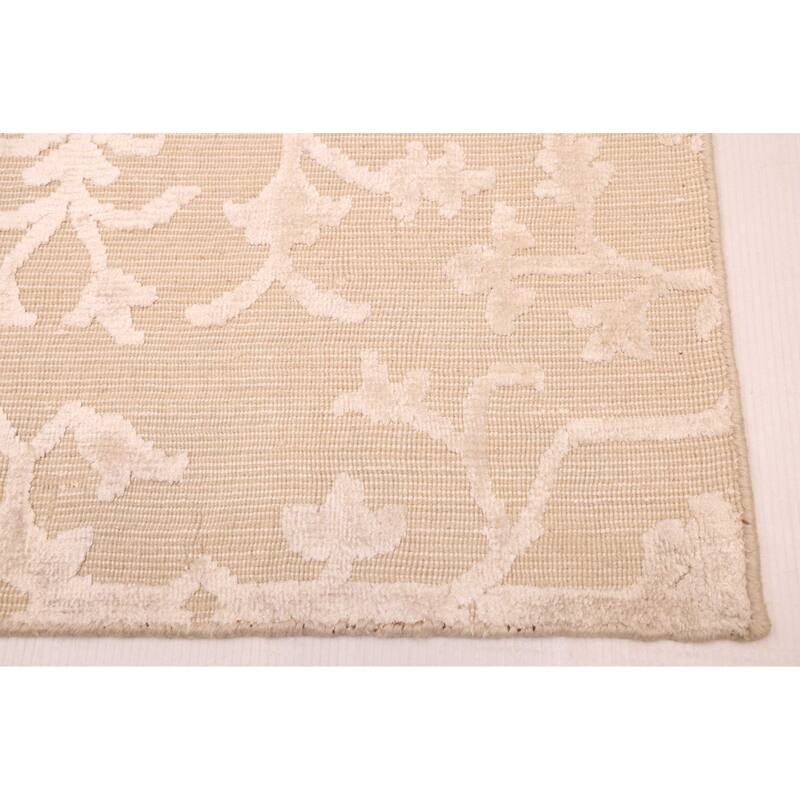 ECARPETGALLERY Hand Loomed Elysian Beige, Ivory Viscose, Wool Rug - 6'8 x 8'1