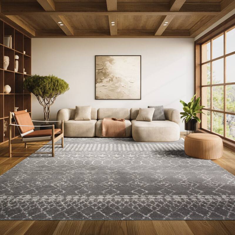 SAFAVIEH Tulum Ethelyn Rustic Moroccan Boho Tribal Rug - 8' x 10' - Grey/Ivory - Runner/Rectangle