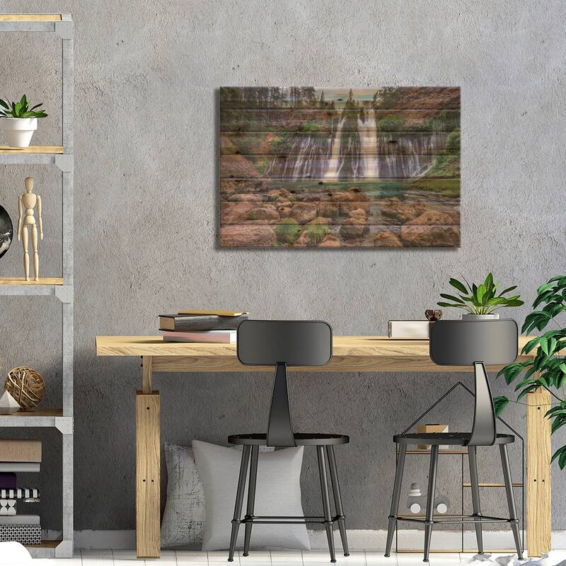 Waterfall, Mcarthur-Burney Falls Memorial State Park, California Print On Wood by Tim Fitzharris - Multi-Color