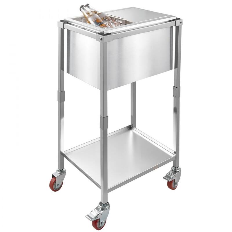 28L Stainless Steel Drop-In Ice Bin with Sliding Lid 24 Hours Insulated Cooler for Outdoor Bar - 20.08 x 14.17 x 38.19 inch