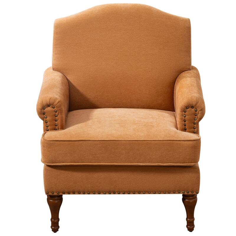 Accent Chair.Nailhead Trim Armchair for Living Room,Comfy Chenille Club Sofa Chair,Springs Cushions & Wood Legs