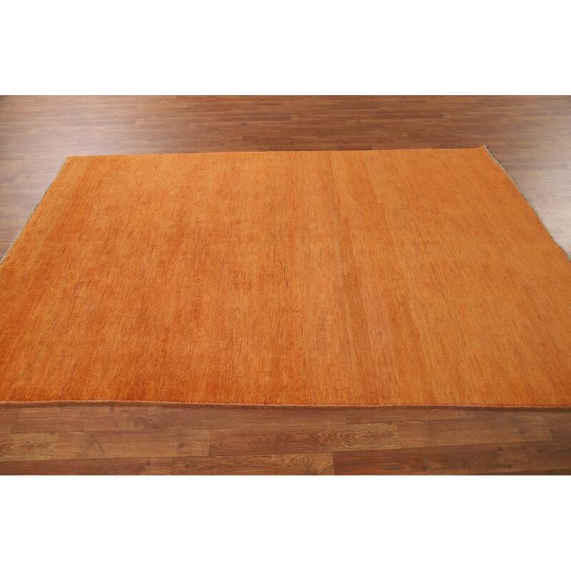 Modern Orange Gabbeh Oriental Area Rug Hand-Knotted Wool Carpet - 5'2" x 7'10"