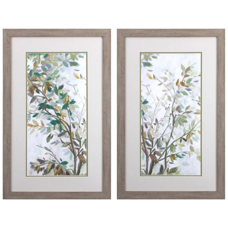 HomeRoots Set Of Two Leaves of Tree Brown Framed Wall Art