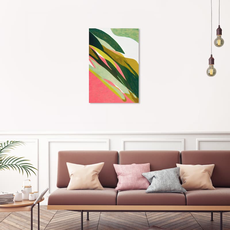Wynwood Studio Abstract Sloping Garden Green and Modern & Contemporary Wall Art Canvas Print - 30 x 20