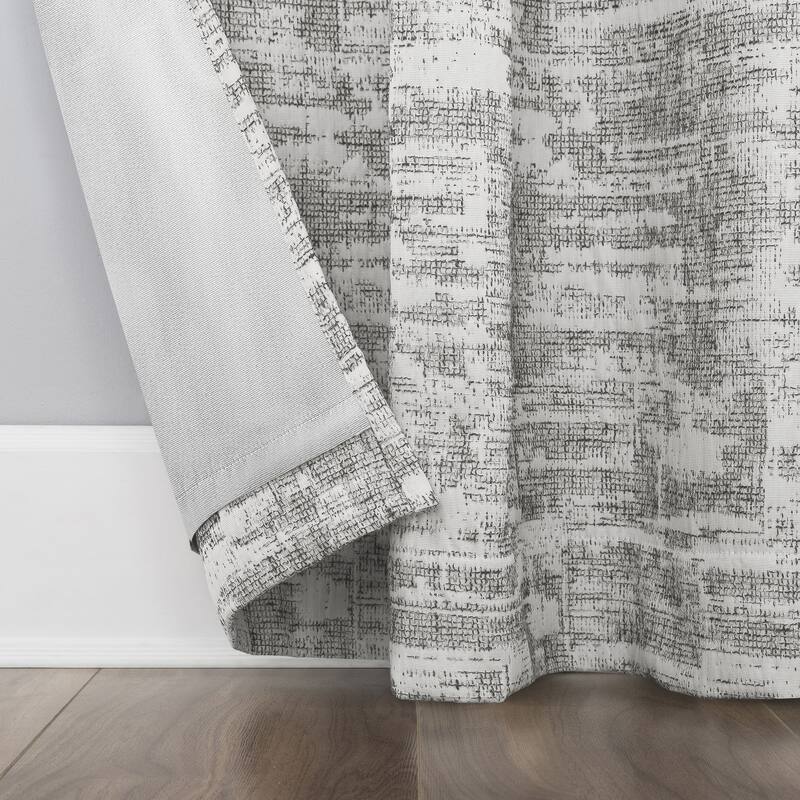 Sun Zero Parrish Distressed Grid Thermal Extreme Total Blackout Grommet 1-Piece Curtain Panel, Single Panel