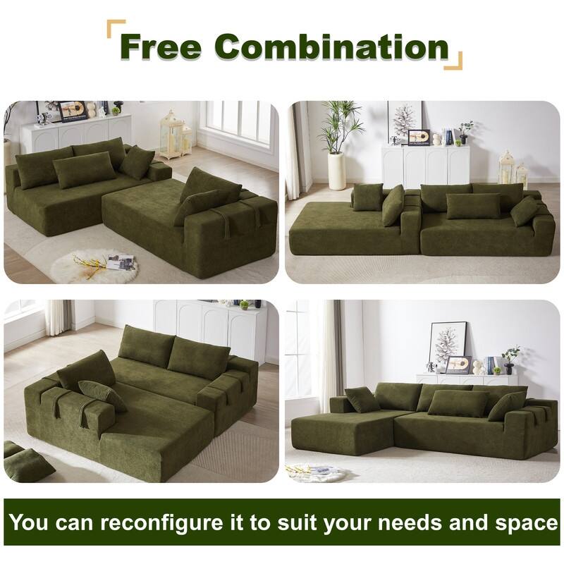 Upholstered 108" L with 6 Pillows Right Chaise Sectional Sofa