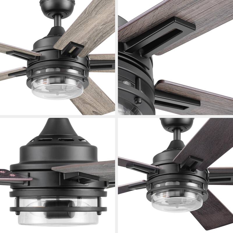 52" Honeywell Myers Park Contemporary Indoor LED Ceiling Fan with Light, Remote Control, Dual Finish Blades