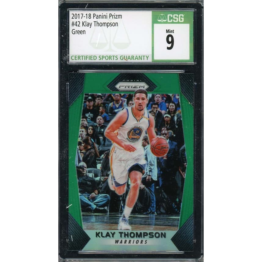 Klay Thompson 2017 Panini Prizm Green Basketball Card #42 Graded CSG 9 - 8'6" x 11'6"