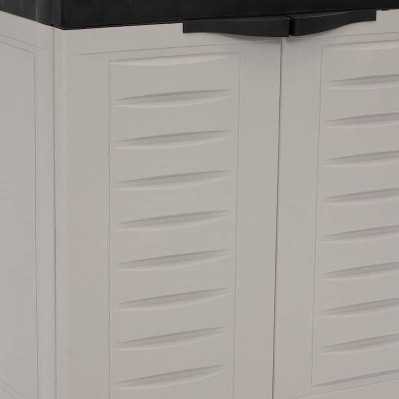 HomeRoots 26" Gray And Black Heavy Duty Plastic Two Door Utility Cabinet - 23.25 in. x 25.50 in. x 13.75 in.