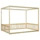 preview thumbnail 41 of 49, Full Size Wood Canopy Bed with Guardrails,Floor Bed For Kids