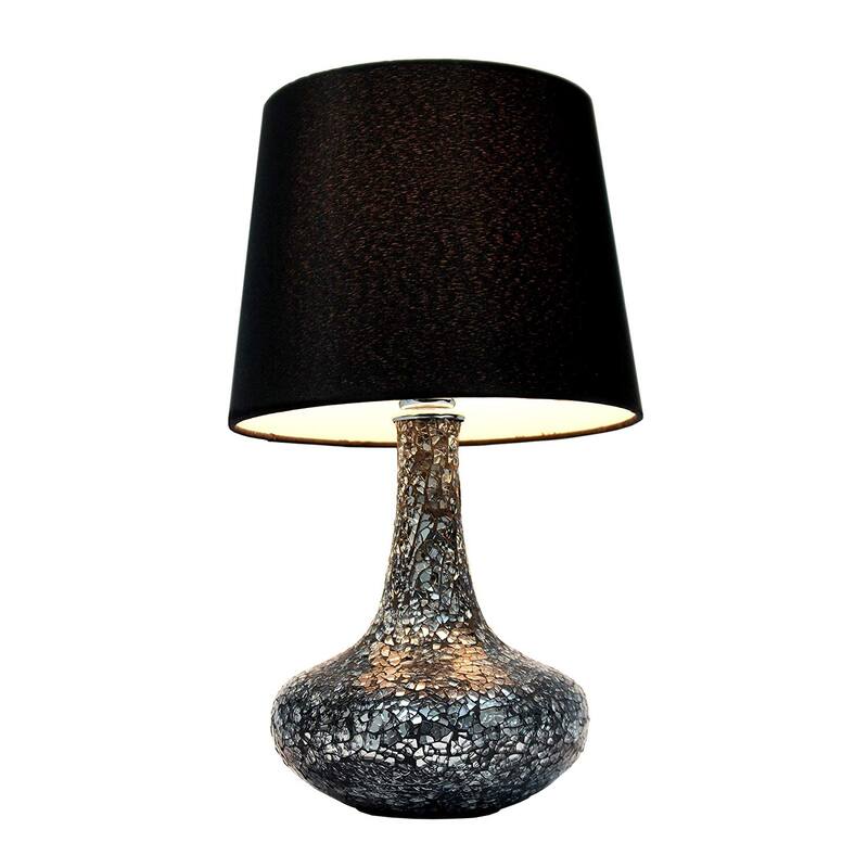 14.17 in. Silver Finish Table Lamp with Black Shade, Sturdy Table Lamp for Living Rooms and Bedrooms