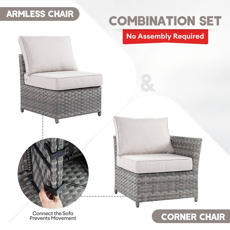 XIZZI 6-piece Patio Wicker Furniture Set with Coffee Table