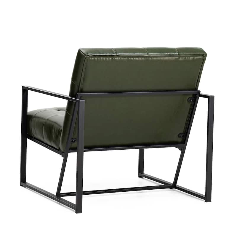 Glitzhome 29.50"W Mid-Century PU Leather Tufted Accent Chair - 29.5"W x 30.5"H x 29.25"D