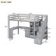 preview thumbnail 6 of 31, Twin Size Loft Bed with L-Shaped Desk, Storage Drawers, Cabinet, and Staircase, Space-Saving Design, Grey