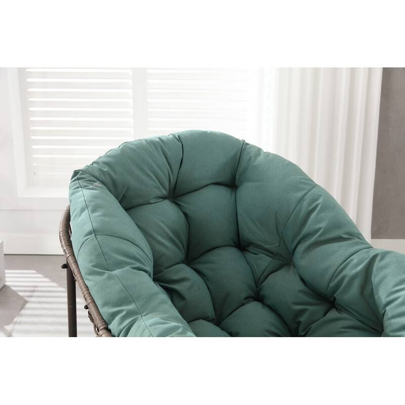 Premium Oversized Rattan Rocking Chair with Padded Cushion - Comfortable Recliner for Indoor & Outdoor Relaxation