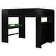 preview thumbnail 22 of 43, Full Size Wood Bunk Bed with Height-Adjustable Desk, Wardrobe, Ample Storage Space and RGB Light