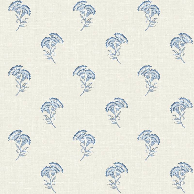 Seabrook Designs Lotus Branch Floral Nonwoven Unpasted Wallpaper - 27 in. W x 27 ft. L - French Blue