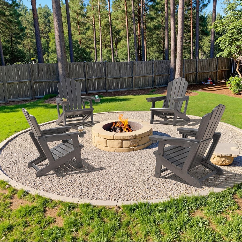 PURPLE LEAF All-Weather HDPE Adirondack Chair - Oversized Seat, Dual Cup Holders for Patio/Garden/Deck/Backyard