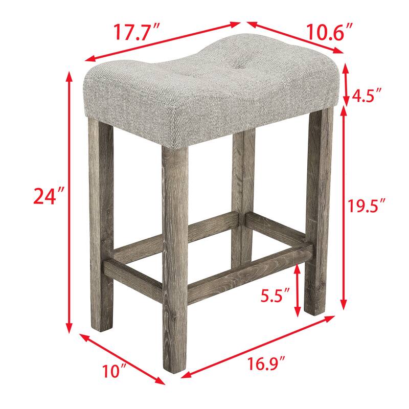 Roomfitters 5-Piece Dining Table Set with Upholstered Stools, Industrial Bar Table for Dining or Breakfast Nook