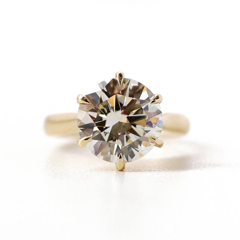 Kobelli 5.55 Carat Natural Diamond GIA Certified 14k Solid Gold Round Solitaire Cathedral 6-Prong One-of-a-Kind Red Carpet Ring
