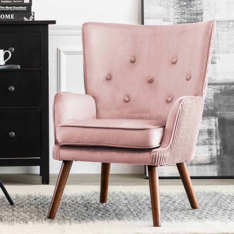 Velvet Upholstered Accent Chair Armchair for Living Room