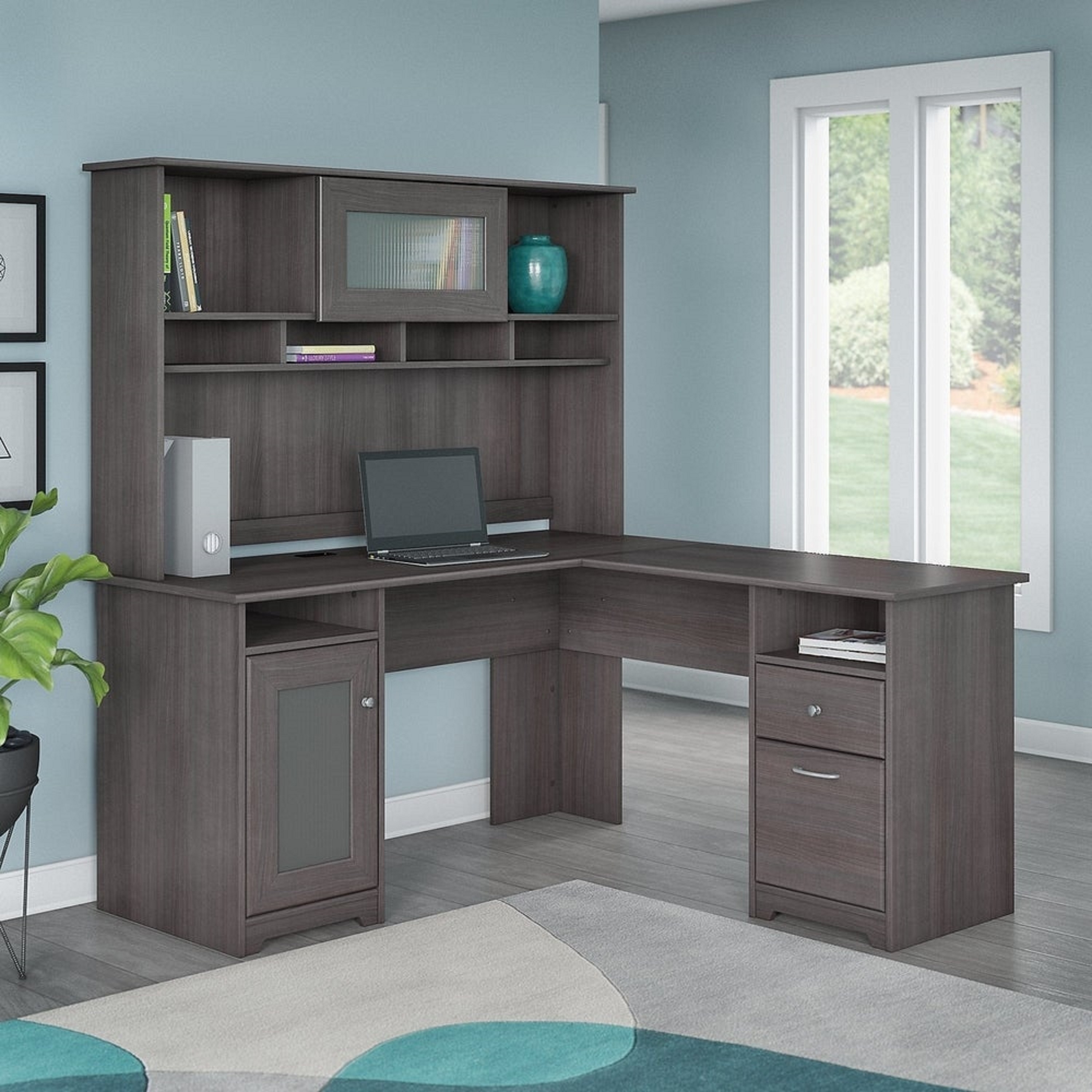 Creative k Daintree L shaped Desk with Hutch Grey