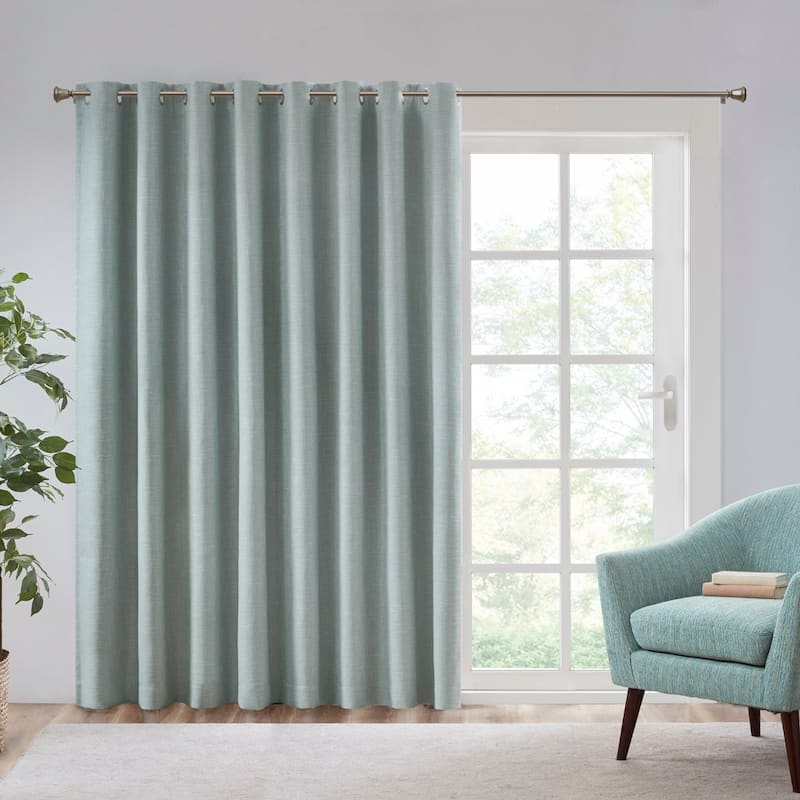 Printed Heathered Blackout Window Patio Panel - Dusty Seafoam