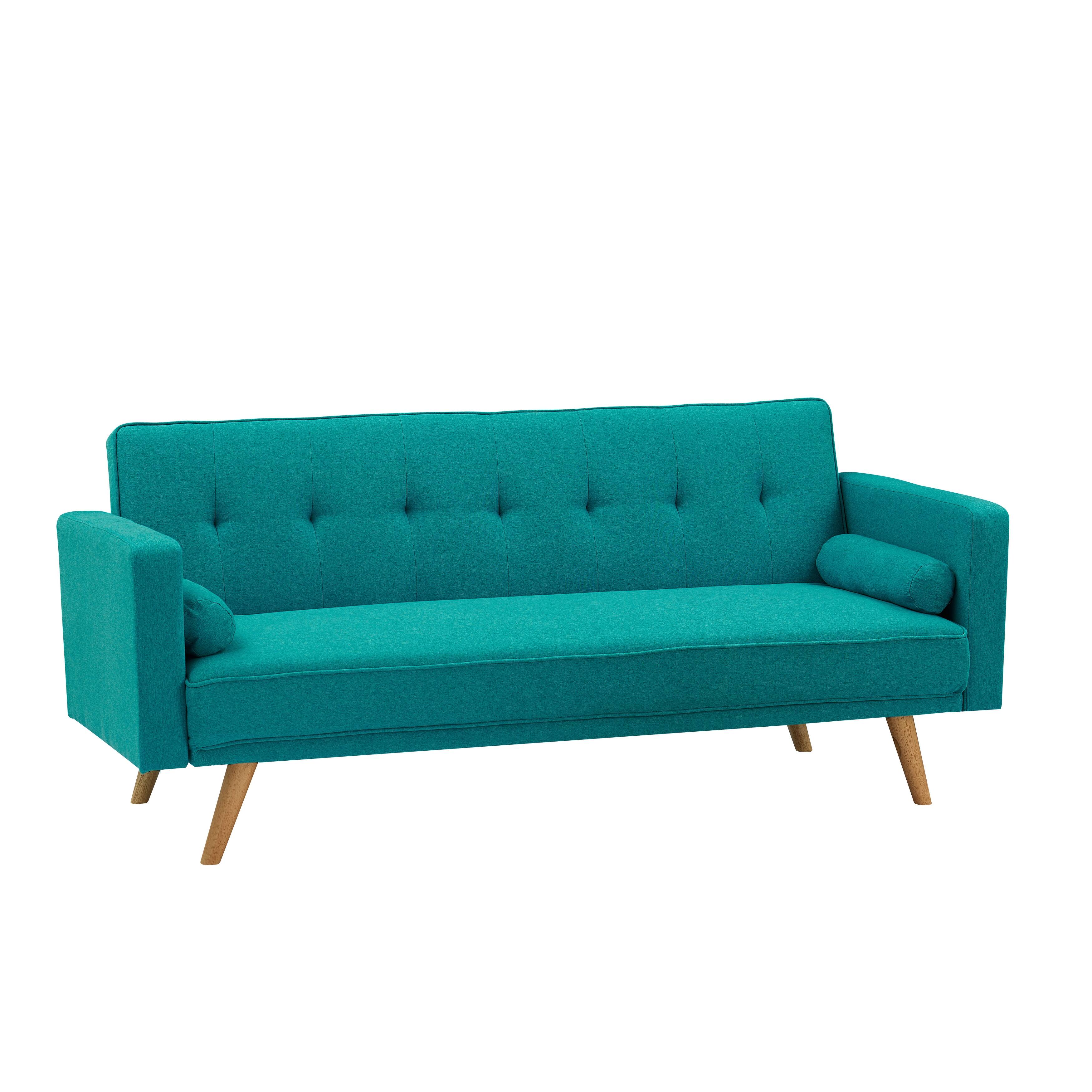 Double Corner Folding Sleeper Loveseat Sofa Bed Settee Bed, Blue Bed