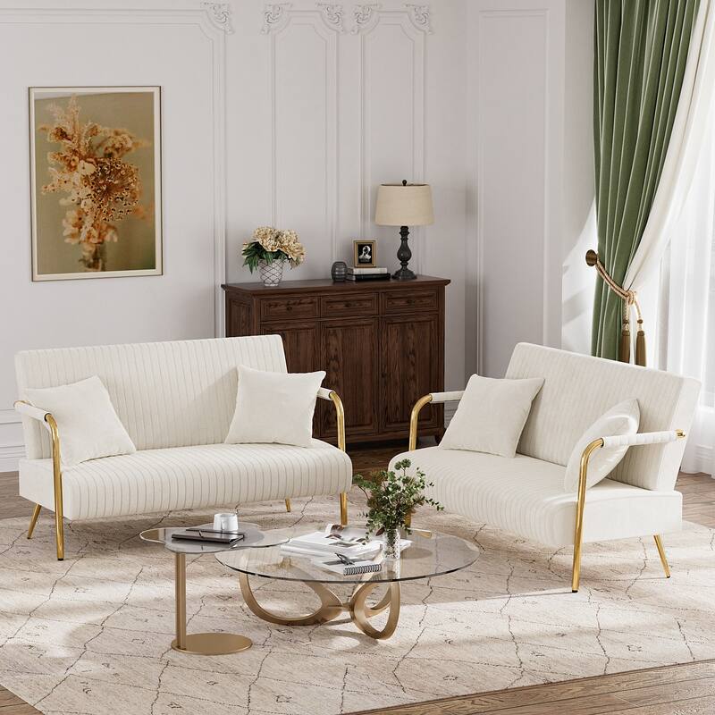 Ouyessir Upholstered Loveseat, Tufted Back Couch, Accent Armchair with 2 Pillows