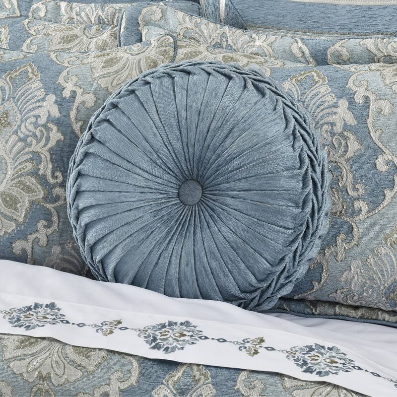 J. Queen New York Celtic Tufted Round Decorative Throw Pillow - Accent - Polyester - Spa Blue
