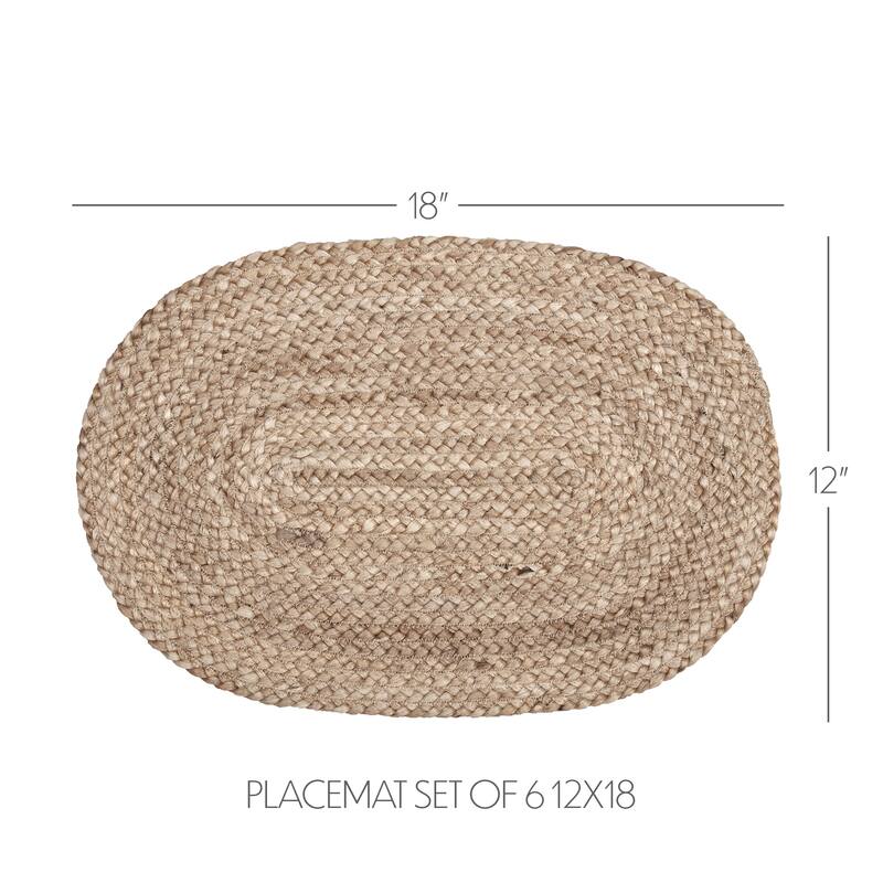 Natural Jute Placemat Set of 6 12x18 - Placemat 12x18