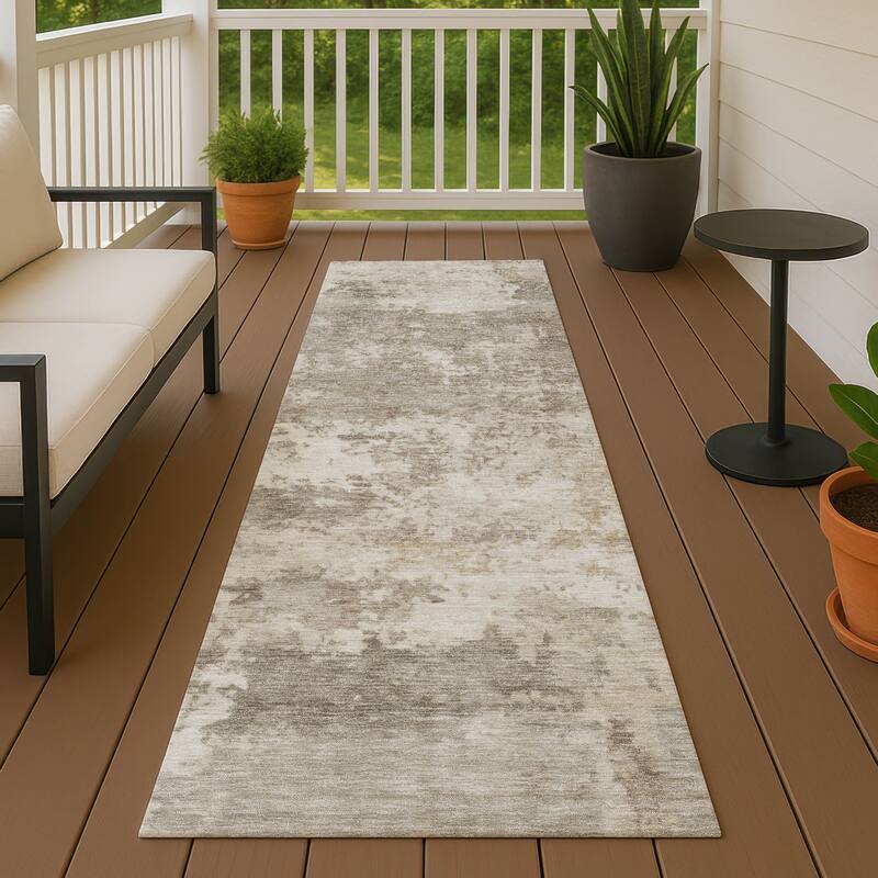 Machine Washable Indoor/ Outdoor Modern Jenna Chantille Rug - Taupe - 2'3" x 7'6"
