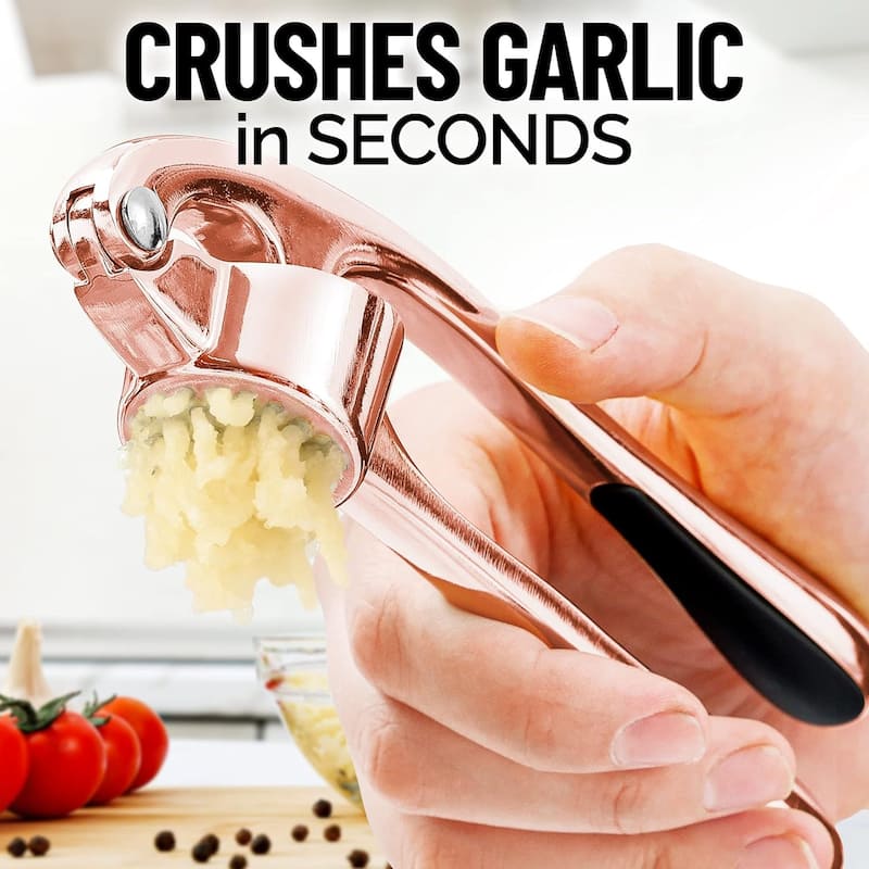 Zulay Kitchen Garlic Press with Ergonomic Soft Easy Squeeze Handle
