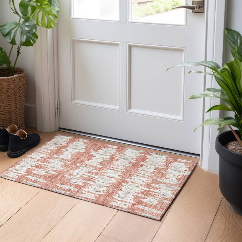 Machine Washable Indoor/ Outdoor Chantille Abstract Contemporary Rug
