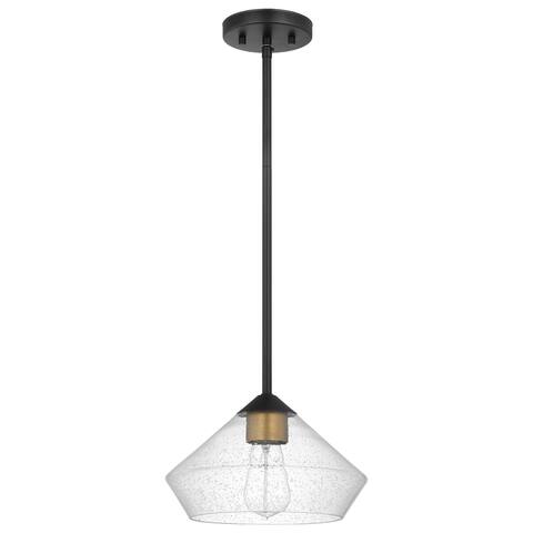 Starlight 1 Light Mini Pendant Medium Base 60 Watt Matte Black Finish Clear Seeded Glass