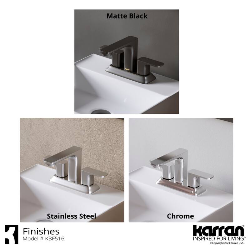 Karran Venda KBF516 2-Handle Two Hole Centerset Faucet Bathroom Faucet with Matching Pop-up Drain
