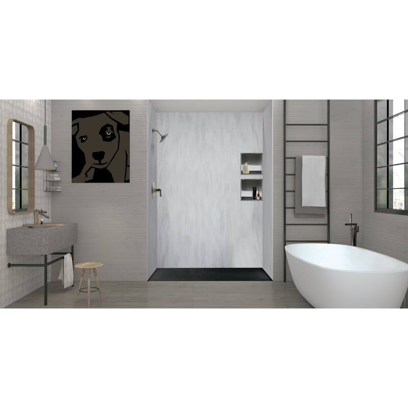Transolid FZS6040C-09 60-in L x 39.4-in W Zero Threshold Center Drain Shower Base, Black - 60-in L x 39.4-in W