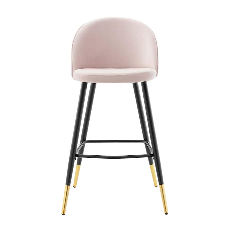 Modway Cordial Performance Velvet Dining Bar Stools in Mint, Set of 2