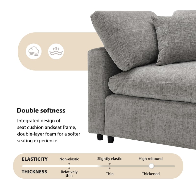 U-Shaped Modular Chenille Sectional Sleeper Sofa with Ottoman