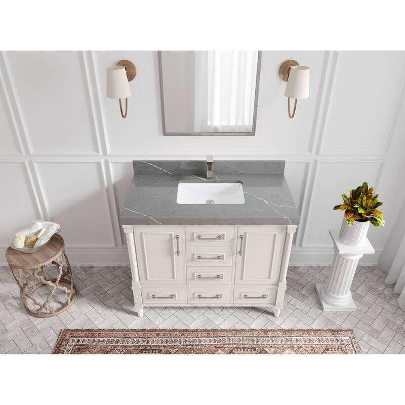 Willow Collections 42 in. W x 22 in. D Aberdeen Single Bowl Sink Bathroom Vanity with Countertop - 2" Piatra Gray - Ivory
